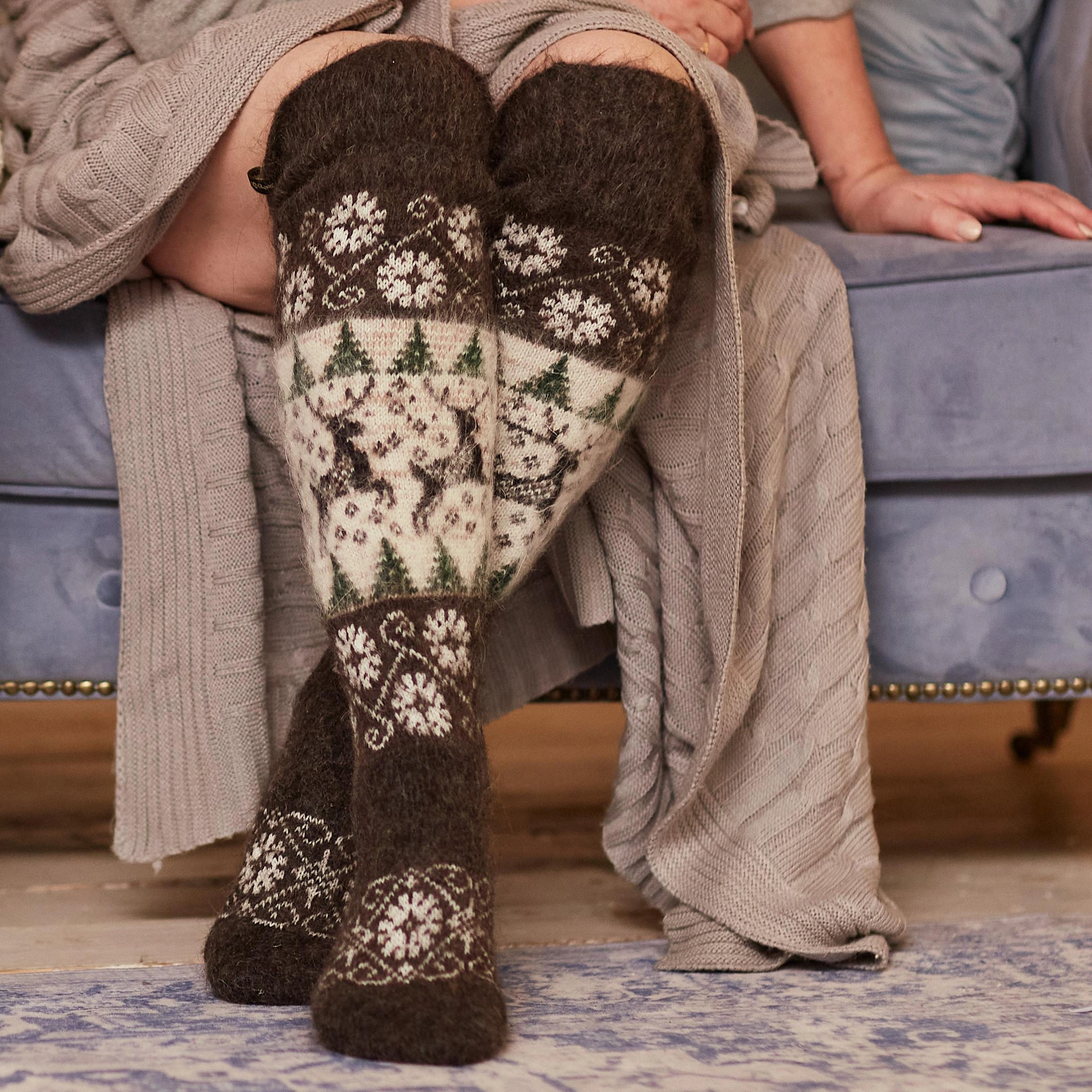 Cozy Goat Wool Socks Alpine Meadow Bliss for Her